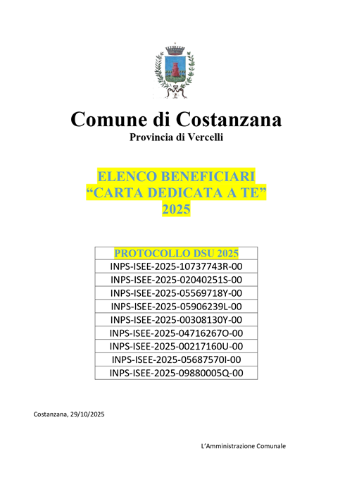 "Carta dedicata a te" 2025